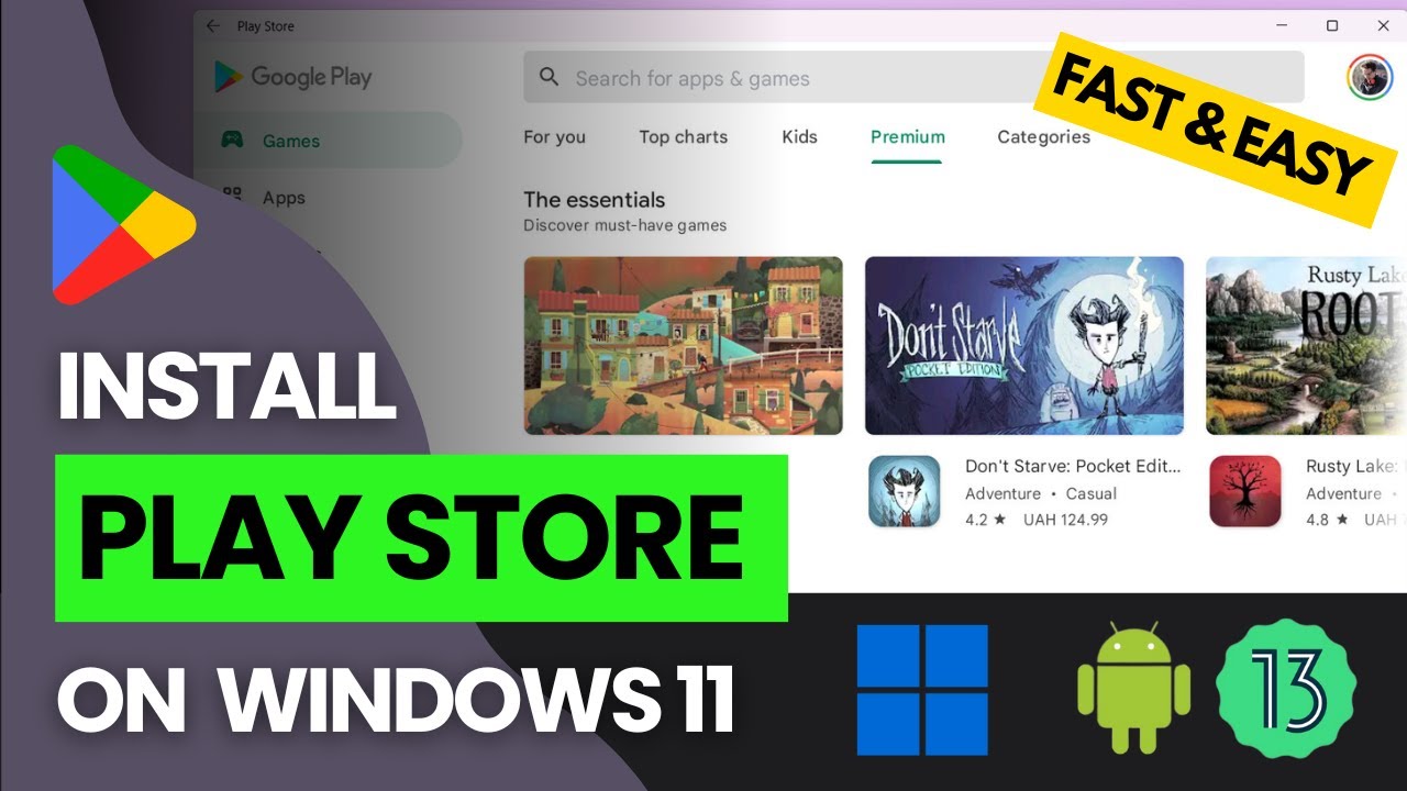 'Video thumbnail for How to Install Google Play Store on Windows 11 | FAST & EASY | Android 13 on WSA'