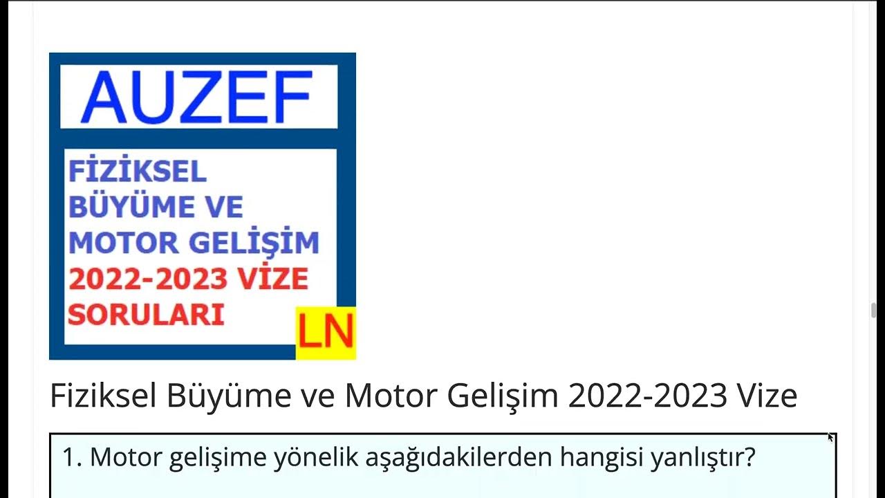 'Video thumbnail for Fiziksel Büyüme ve Motor Gelişim 2022 Vize Soruları'