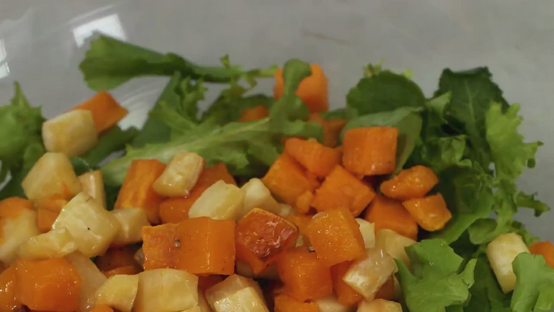 'Video thumbnail for Baby Kale, Quinoa, and Roasted Vegetable Salad'
