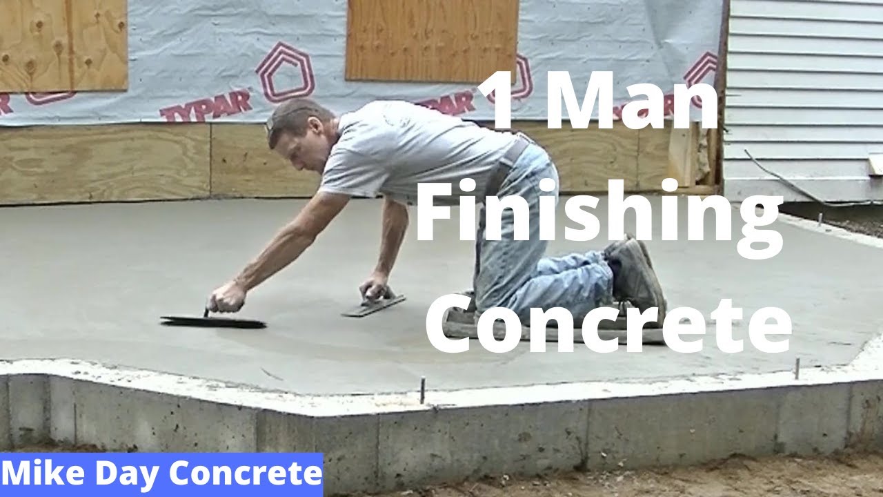 'Video thumbnail for 1 Man Finishing Concrete For A Small Addition Floor'