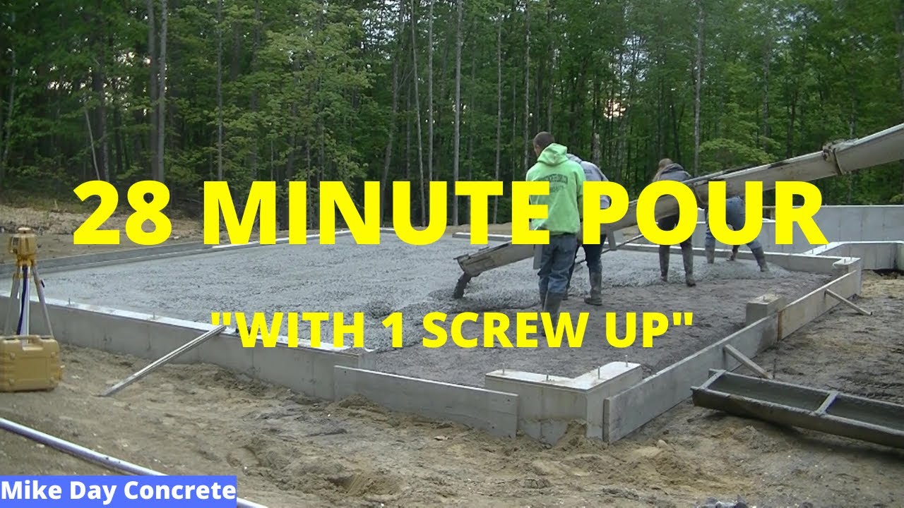 'Video thumbnail for How To Pour A Garage Floor In 28 Minutes (26' x 26' Garage)'