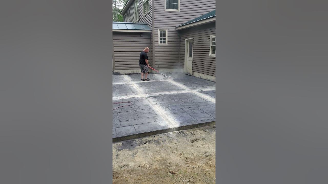 'Video thumbnail for Awesome Saw Cutting Stamped Concrete Patio #Shorts'