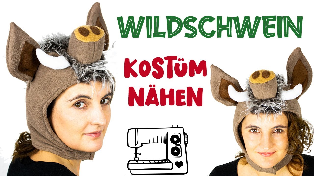 Video thumbnail for ?Wildschwein-Mütze ? Kostüm nähen für Karneval und Fasching - Nähanleitung mit gratis Schnittmuster