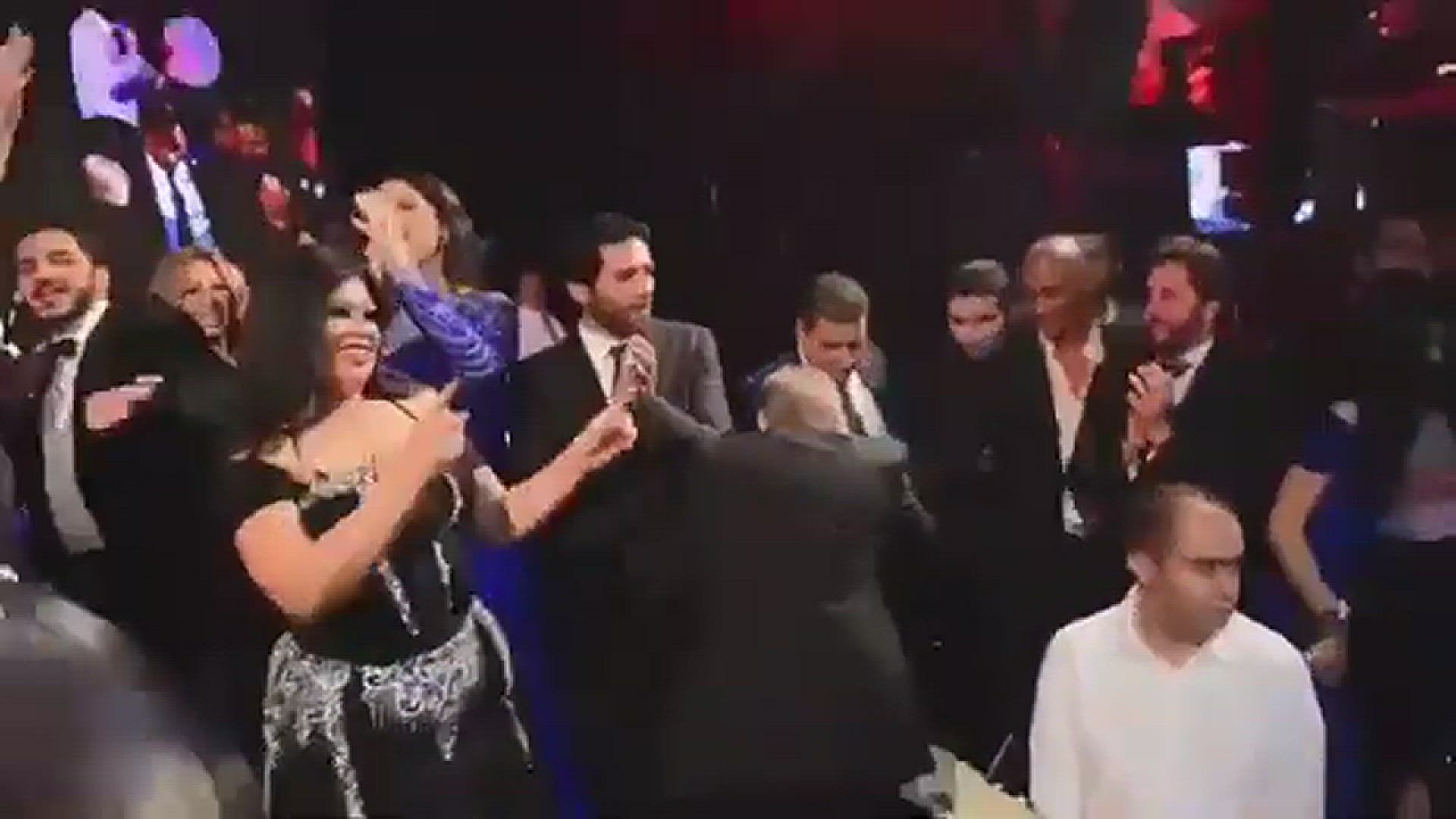Video thumbnail for محمد رمضان يحضن عمرو دياب من فرح محمد عادل امام(360P)