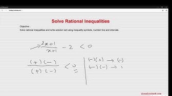 'Video thumbnail for Solve Rational Inequalities Using Table of Signs'