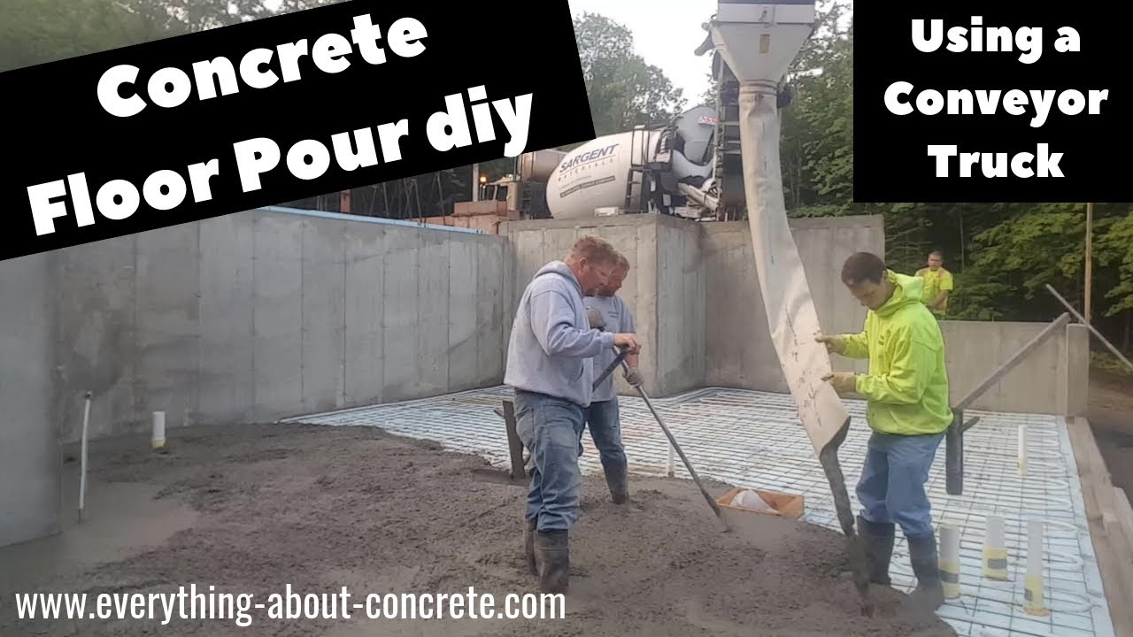 'Video thumbnail for diy Concrete Floor Pour for a house - Using a concrete conveyor truck?'