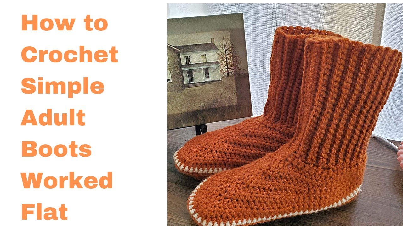 'Video thumbnail for How to Crochet Adult Slippers Worked Flat'