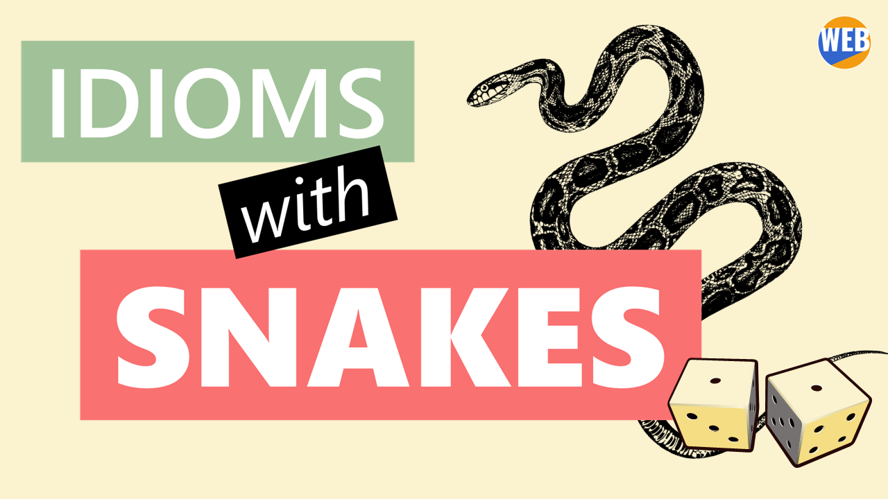 'Video thumbnail for Idioms with Snake, Meanings, and Example sentences.'