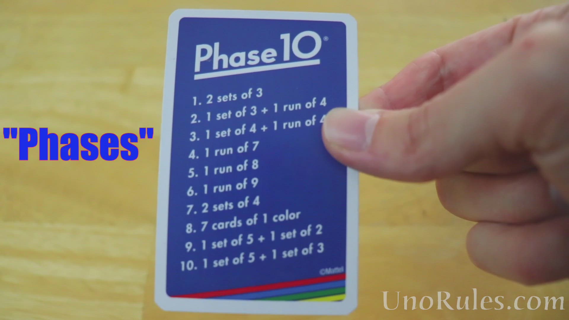 Mattel Card Game Phase 10 A rummy type with a challenging and