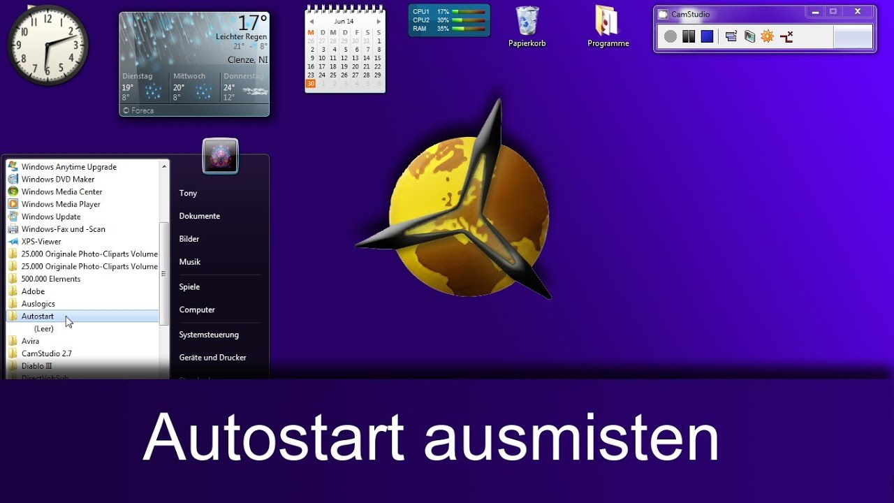 'Video thumbnail for Windows 7 Autostart: Hintergrundprogramme aufräumen / bereinigen'