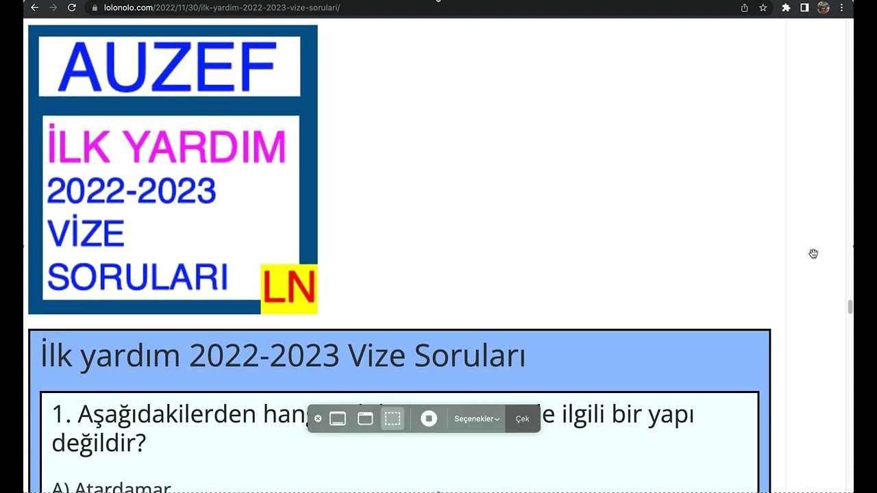 'Video thumbnail for İlk yardım 2022-2023 Vize Soruları'