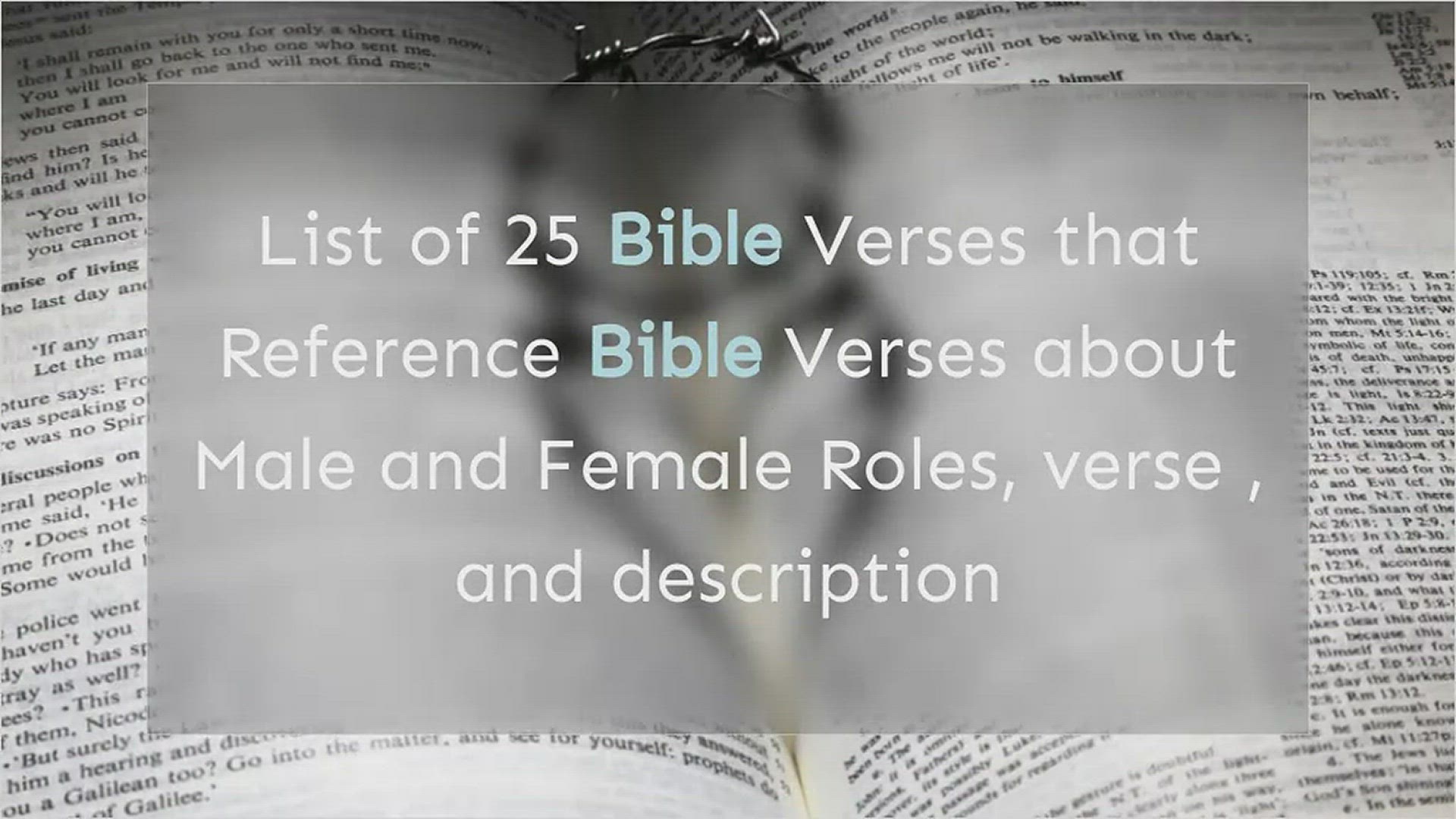 Video thumbnail for Gender Bible Verses about Gender Roles