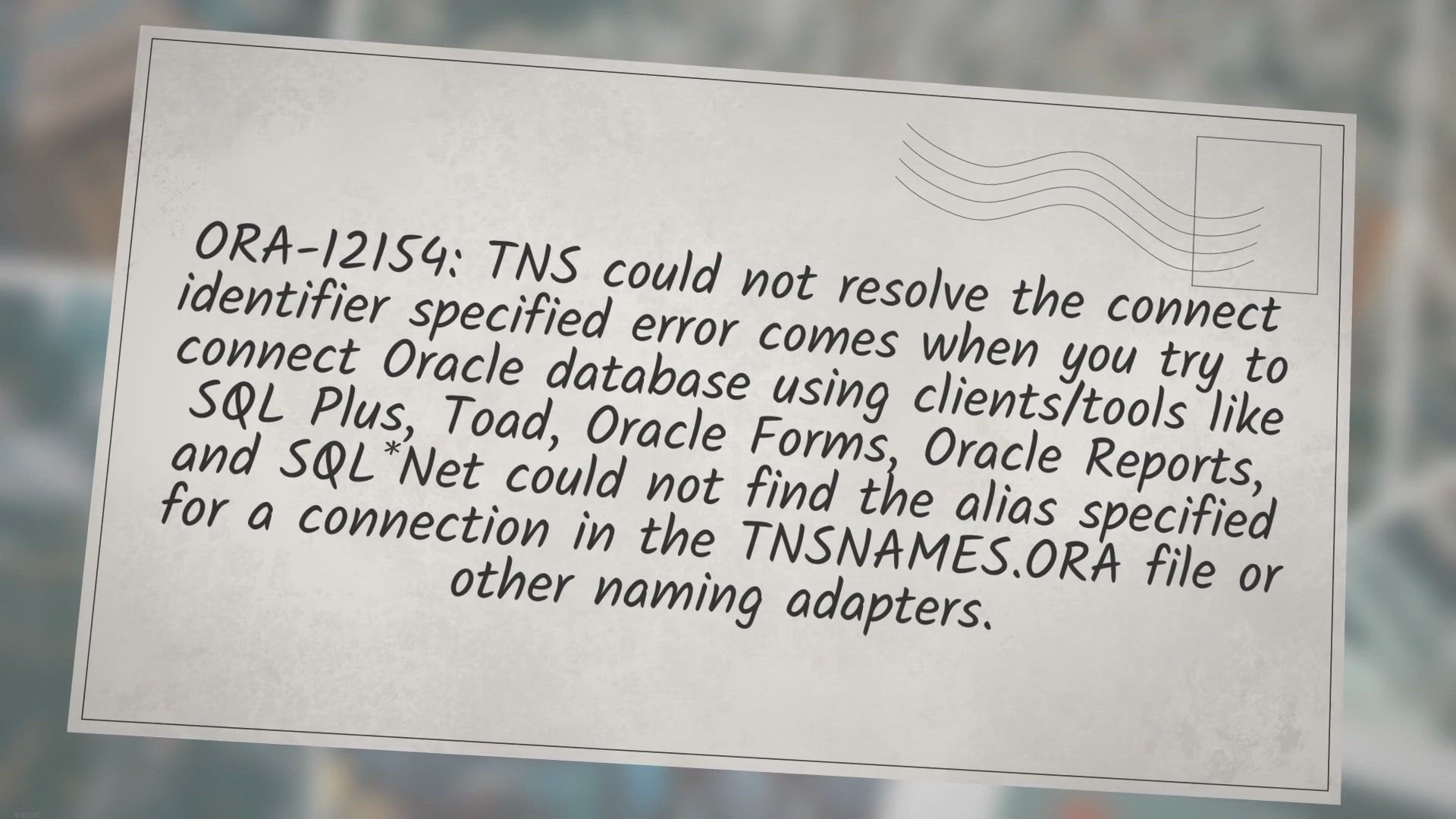 Ora-12154: Tns Could Not Resolve The Connect Identifier Specified