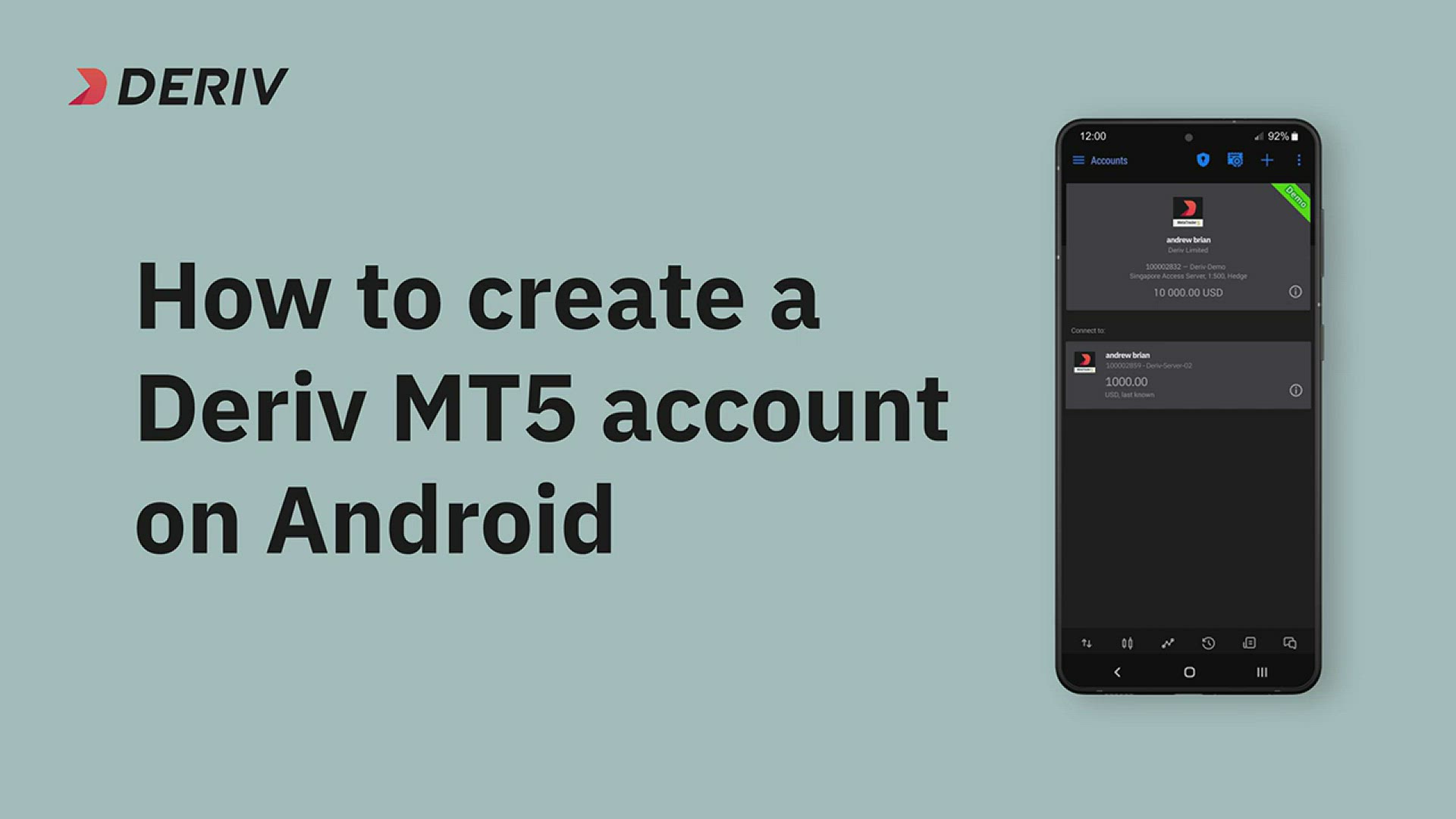 Video thumbnail for How to set up a Deriv MT5 account on the Android app (for non-EU residents)