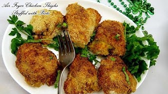 Video thumbnail for Air Fryer Chicken Thighs Stuffed with Pesto