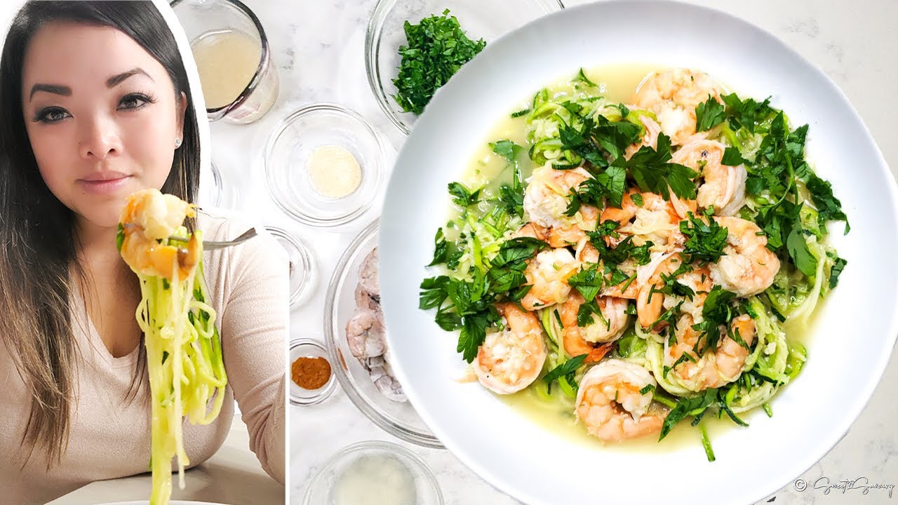 Video thumbnail for Garlic Butter Shrimp with Zucchini Noodles
