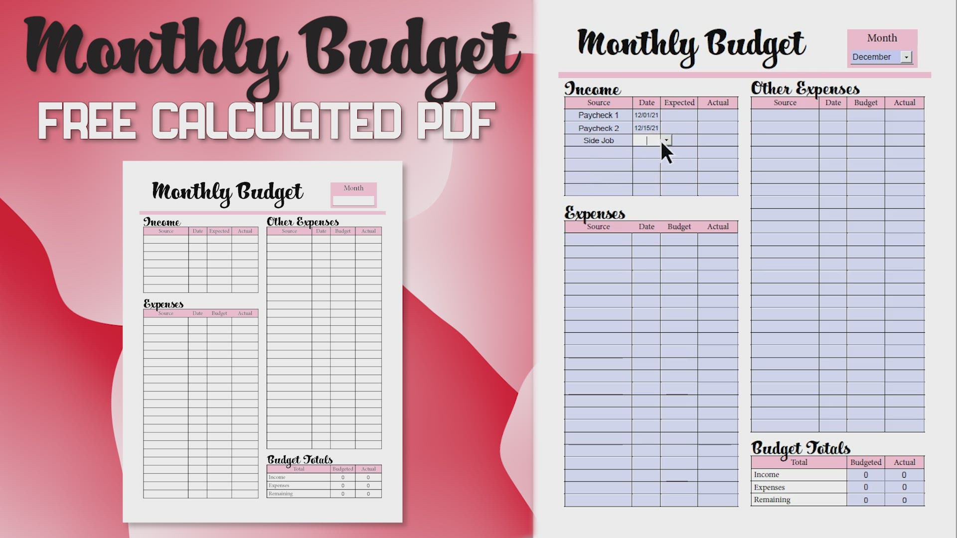 'Video thumbnail for Free monthly budget PDF'