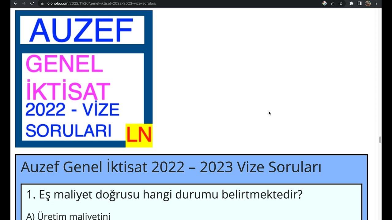 'Video thumbnail for Genel İktisat 2022 - 2023 Vize Soruları'