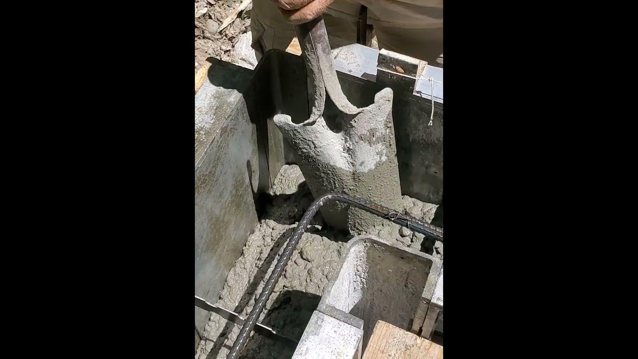 'Video thumbnail for Pleasurable Pouring of a Concrete Curb Wall #Shorts'