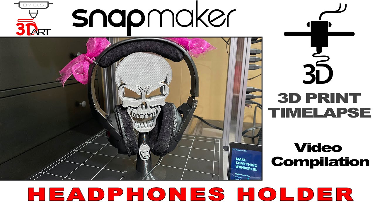 Video thumbnail for Snapmaker 2.0 Timelapse 3D Printing Skull Headphones Holder