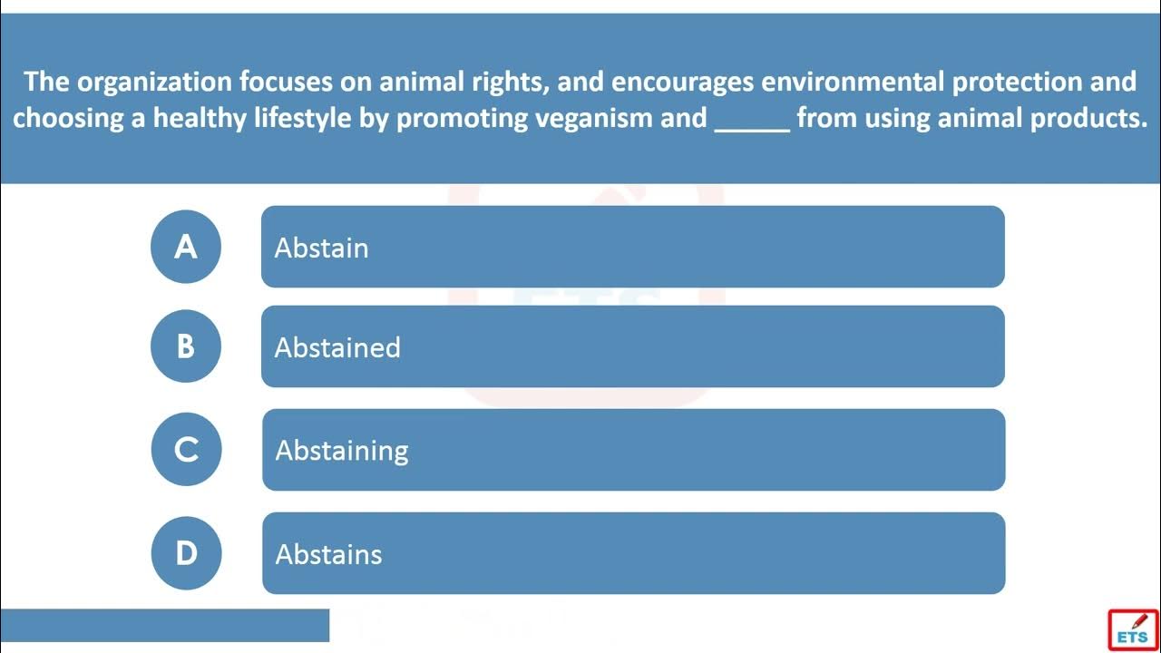 'Video thumbnail for English Verb Tenses: Abstain, Abstains, Abstained, Abstaining Quiz'