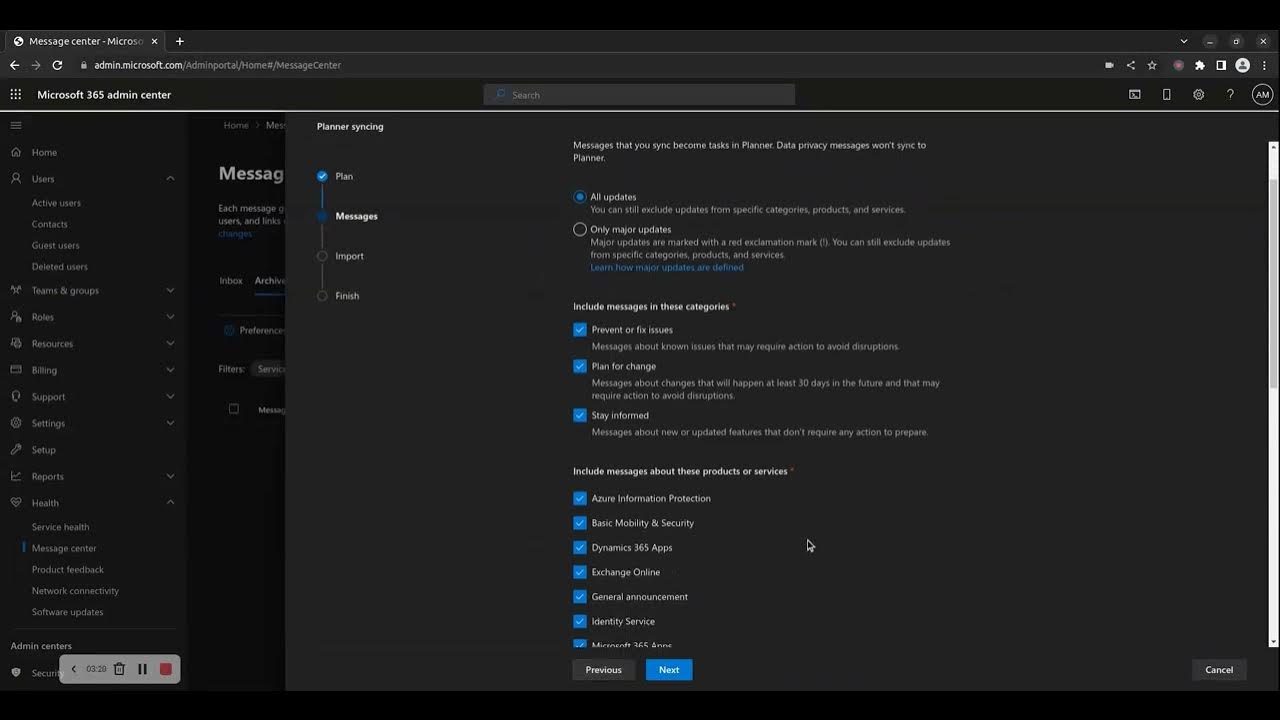 'Video thumbnail for How to manage M365 health status'