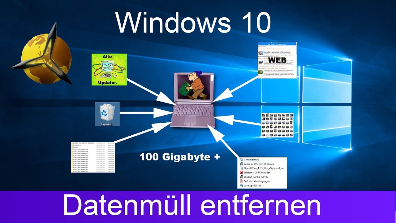 'Video thumbnail for Windows 10: Datenmüll entfernen - Speicherplatz freigeben'