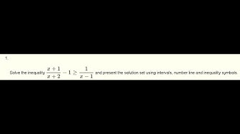 'Video thumbnail for Solve Rational Inequalities (x+1)/(x+2) - 1 ≥ 1/(x-1) Using Table of Signs - Grade 12'