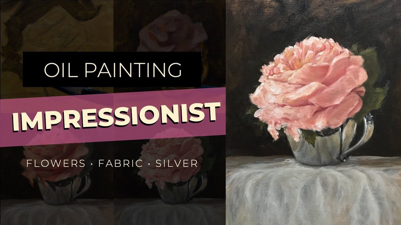 'Video thumbnail for Impressionist Flower Painting PLUS How To Paint Silver & Fabric'