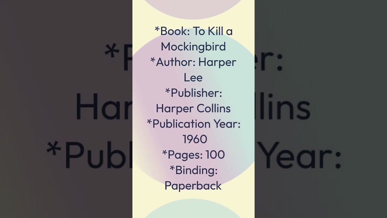 'Video thumbnail for Book Review: To Kill a Mockingbird by Harper Lee'
