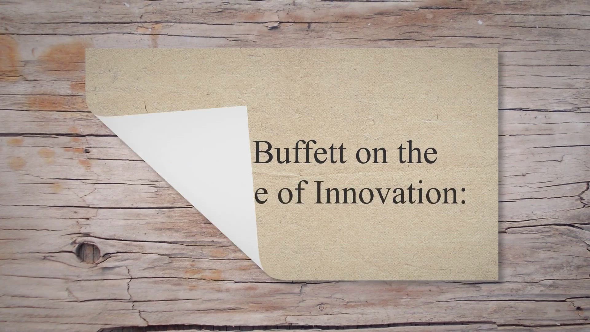 'Video thumbnail for Warren Buffett on the Importance of Innovation:'