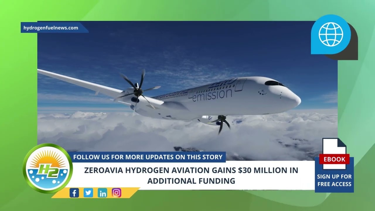 'Video thumbnail for ZeroAvia hydrogen aviation gains $30 million in additional funding'