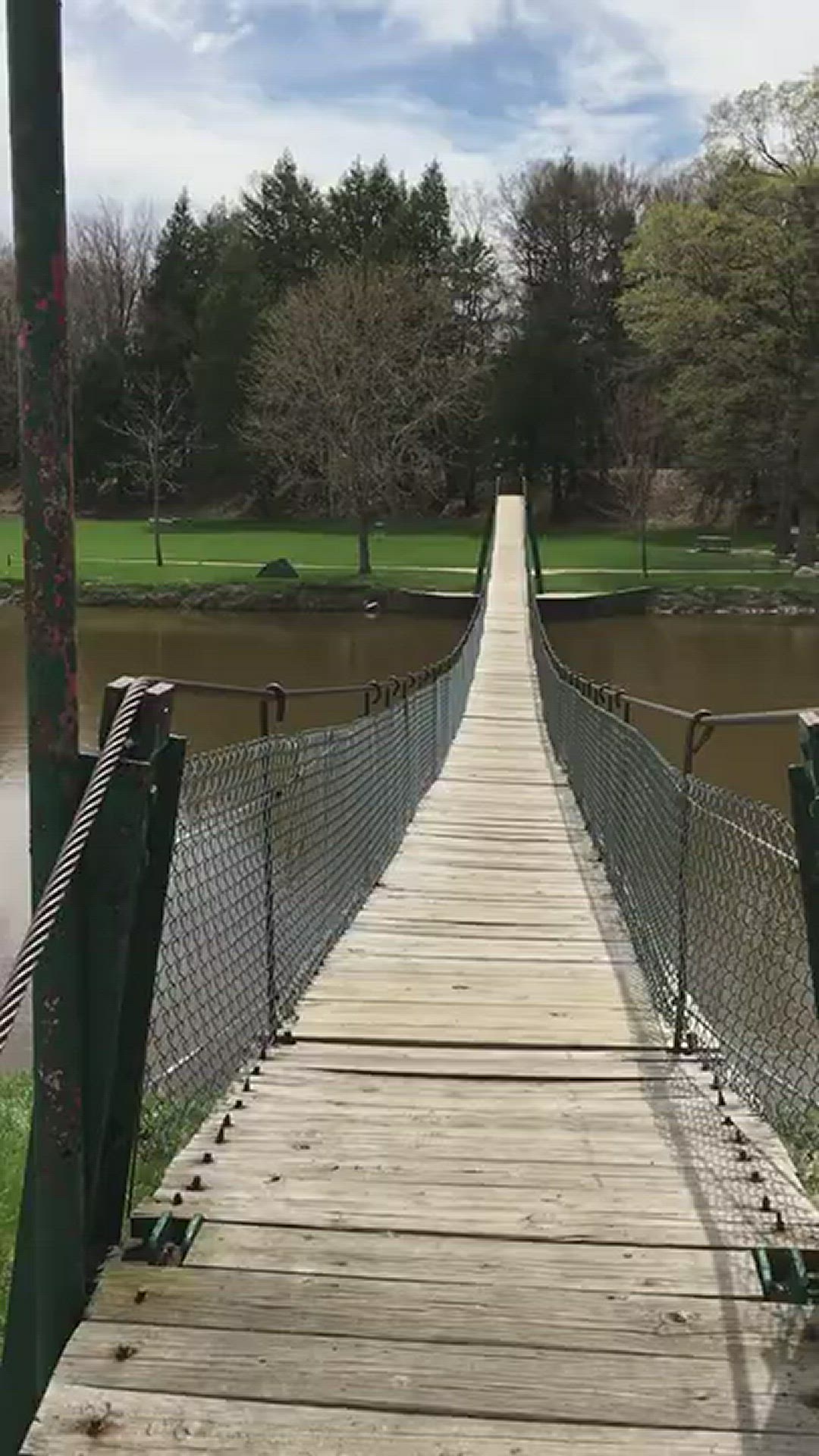 'Video thumbnail for Crossing the Croswell Swinging Bridge'