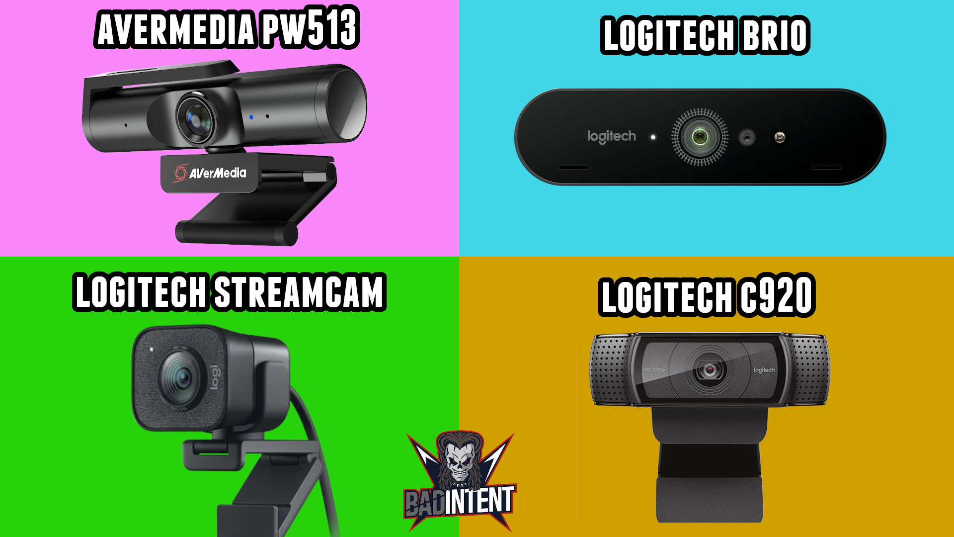 Logitech Brio vs Streamcam C920 vs AVerMedia PW513 — Stream Tech Reviews by BadIntent
