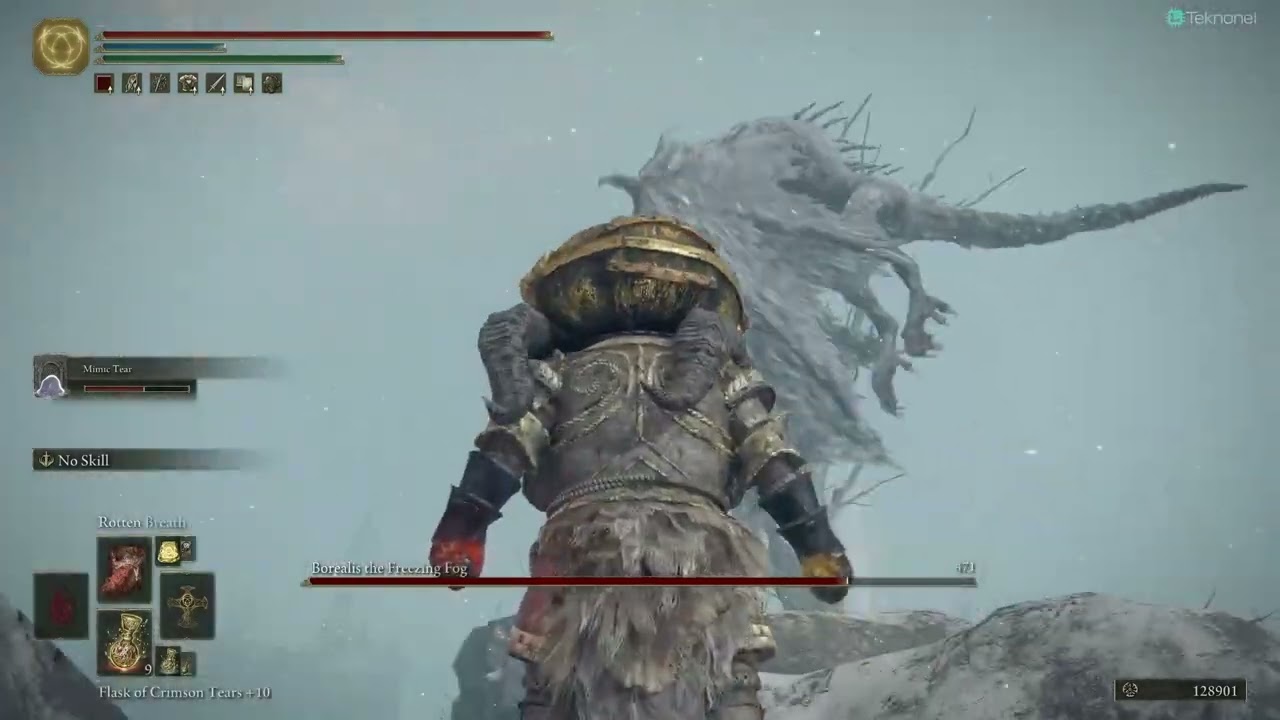 'Video thumbnail for Elden Ring Mimic Tear Solo Borealis the Freezing Fog Boss Fight'