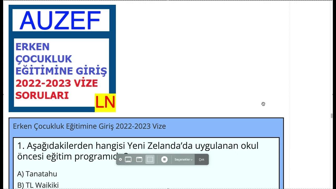 'Video thumbnail for Erken Çocukluk Eğitimine Giriş 2022 Vize Soruları'