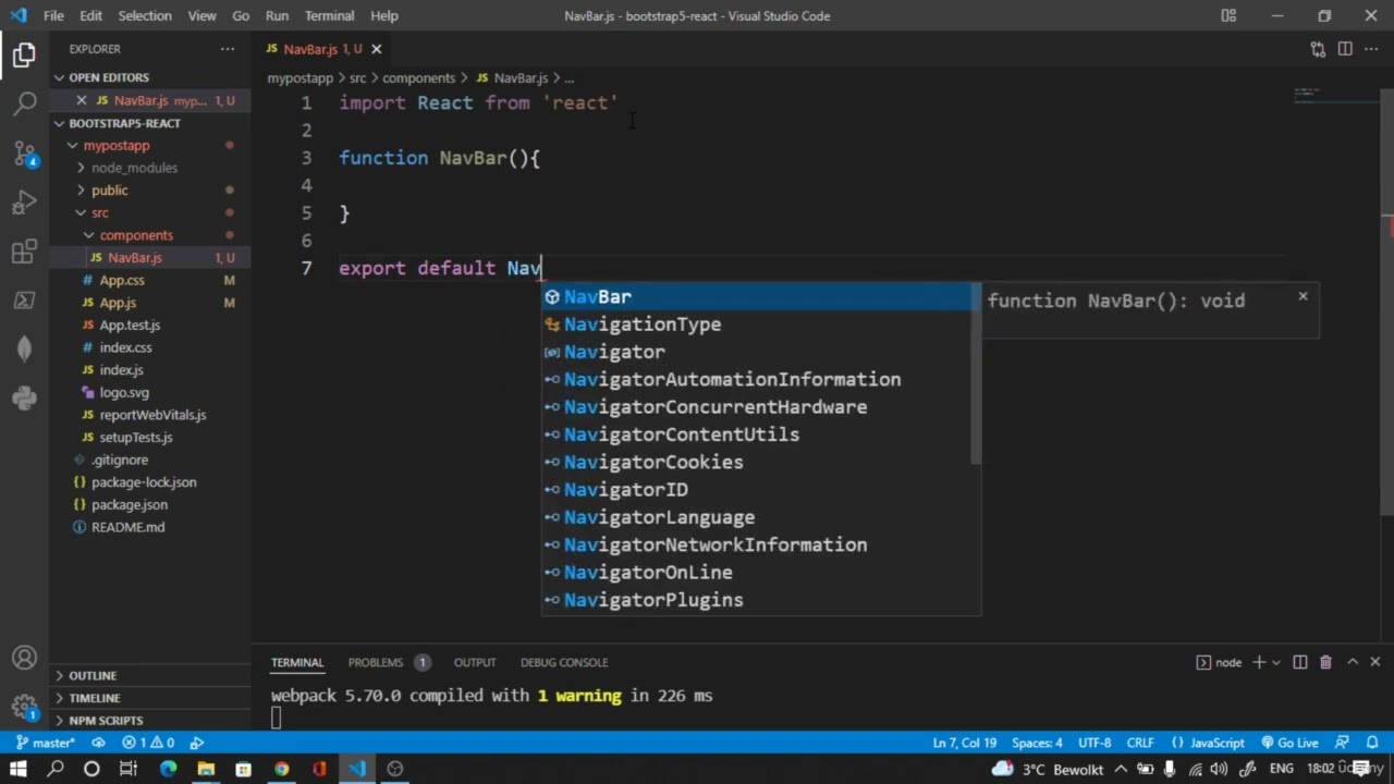 'Video thumbnail for ReactJS: Creating 1st React Component The NavBar'