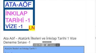 'Video thumbnail for Ata Aöf - Atatürk İlkeleri ve İnkılap Tarihi 1 Vize Deneme Sınavı -1'