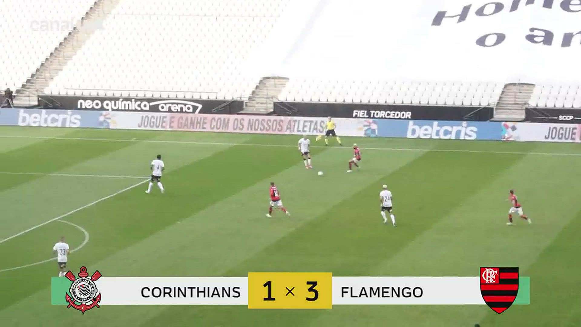 'Video thumbnail for Corinthians 1 x 3 Flamengo - Gols - 01_08 - Brasileirão 2021'