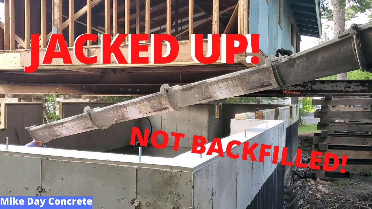 'Video thumbnail for How To Pour a Concrete Floor Under a JACKED UP House (Difficult Access)'