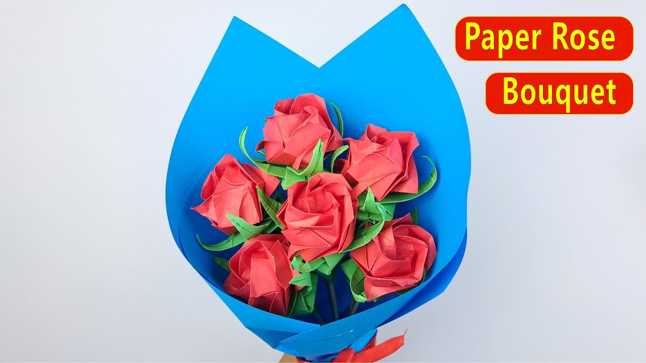 How to make Paper Rose Flower Bouquet
