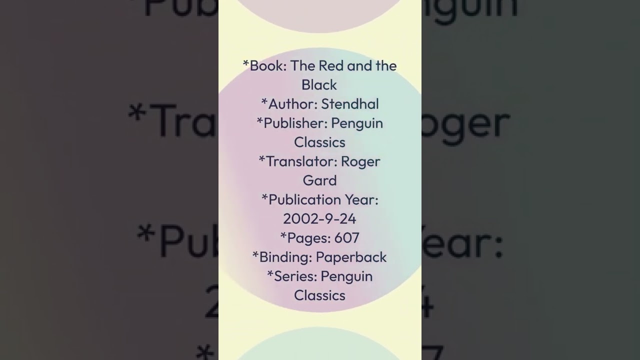 'Video thumbnail for Book Review: The Red and the Black by Stendhal '