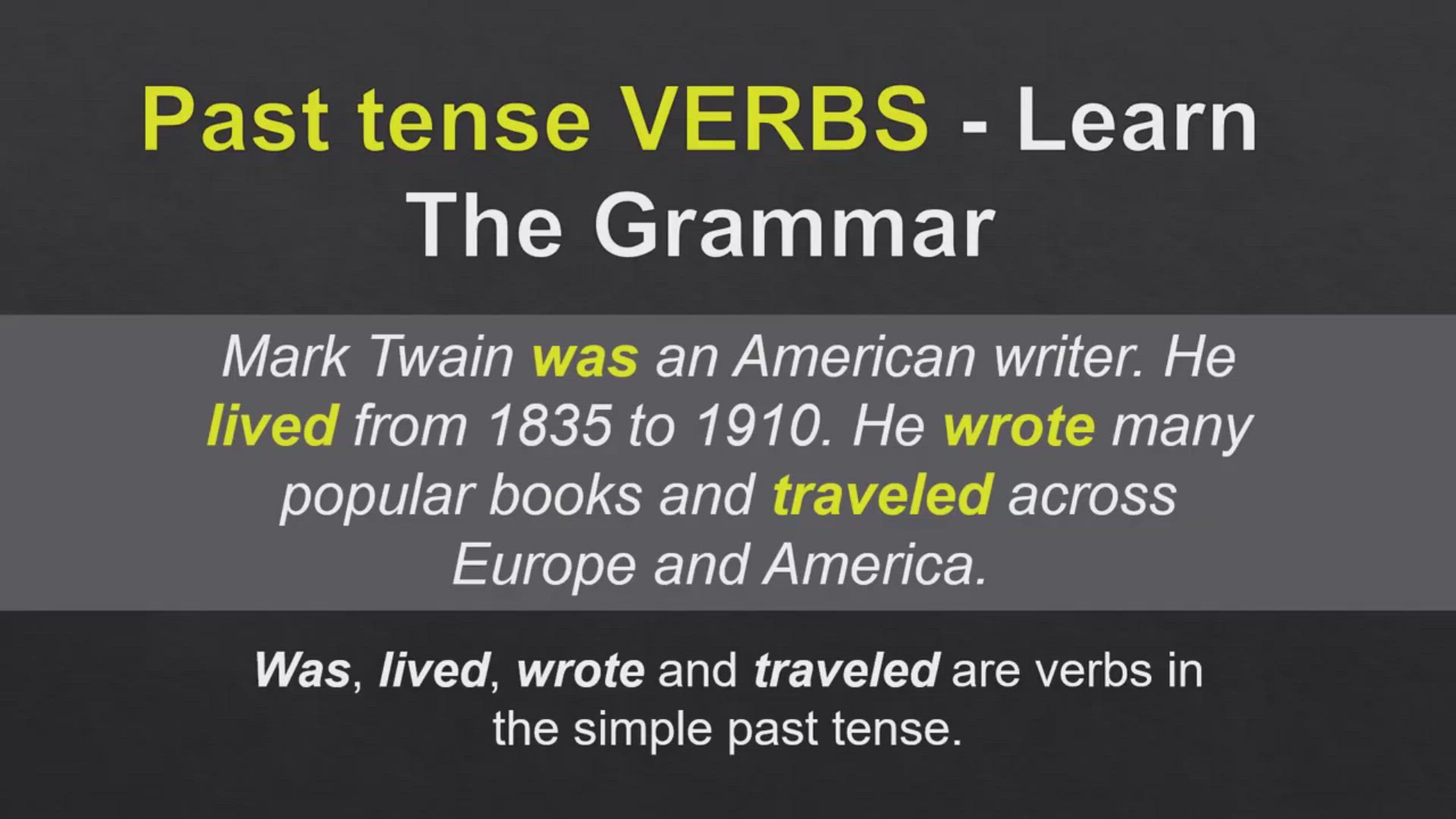 'Video thumbnail for Past Tense Verb Grammar (50 Irregular Verbs)'