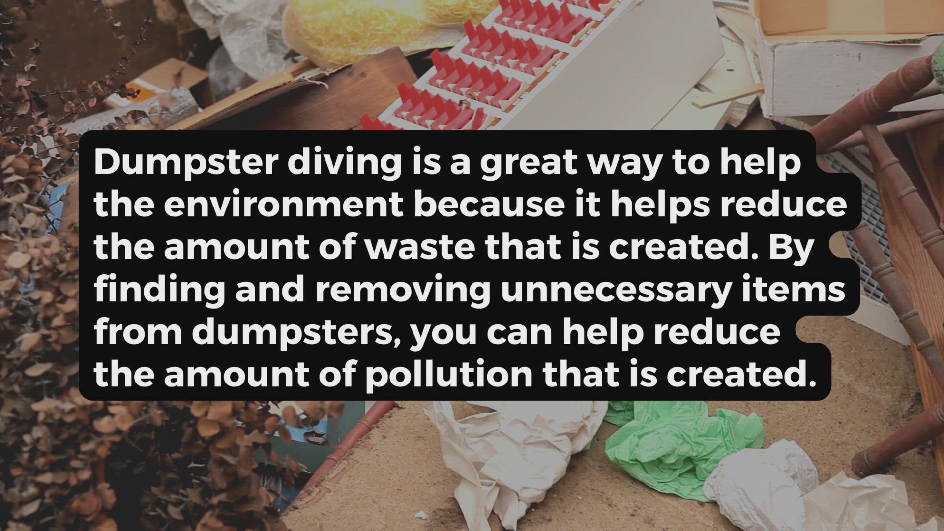 Video thumbnail for How is dumpster diving good for the environment