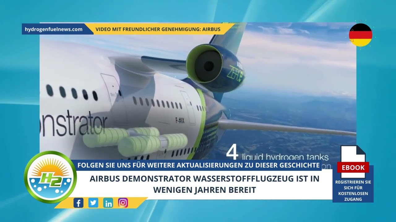 Video thumbnail for [German] Airbus demonstrator hydrogen airplane to be ready in handful of years