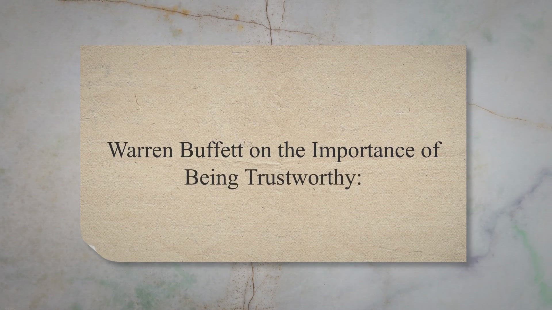 'Video thumbnail for Warren Buffett on the Importance of Being Trustworthy:'