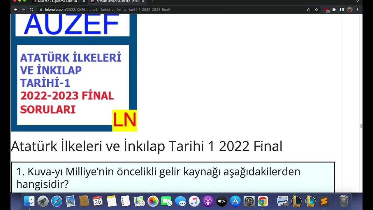 'Video thumbnail for Atatürk İlkeleri ve İnkılap Tarihi 1 2022 Final'