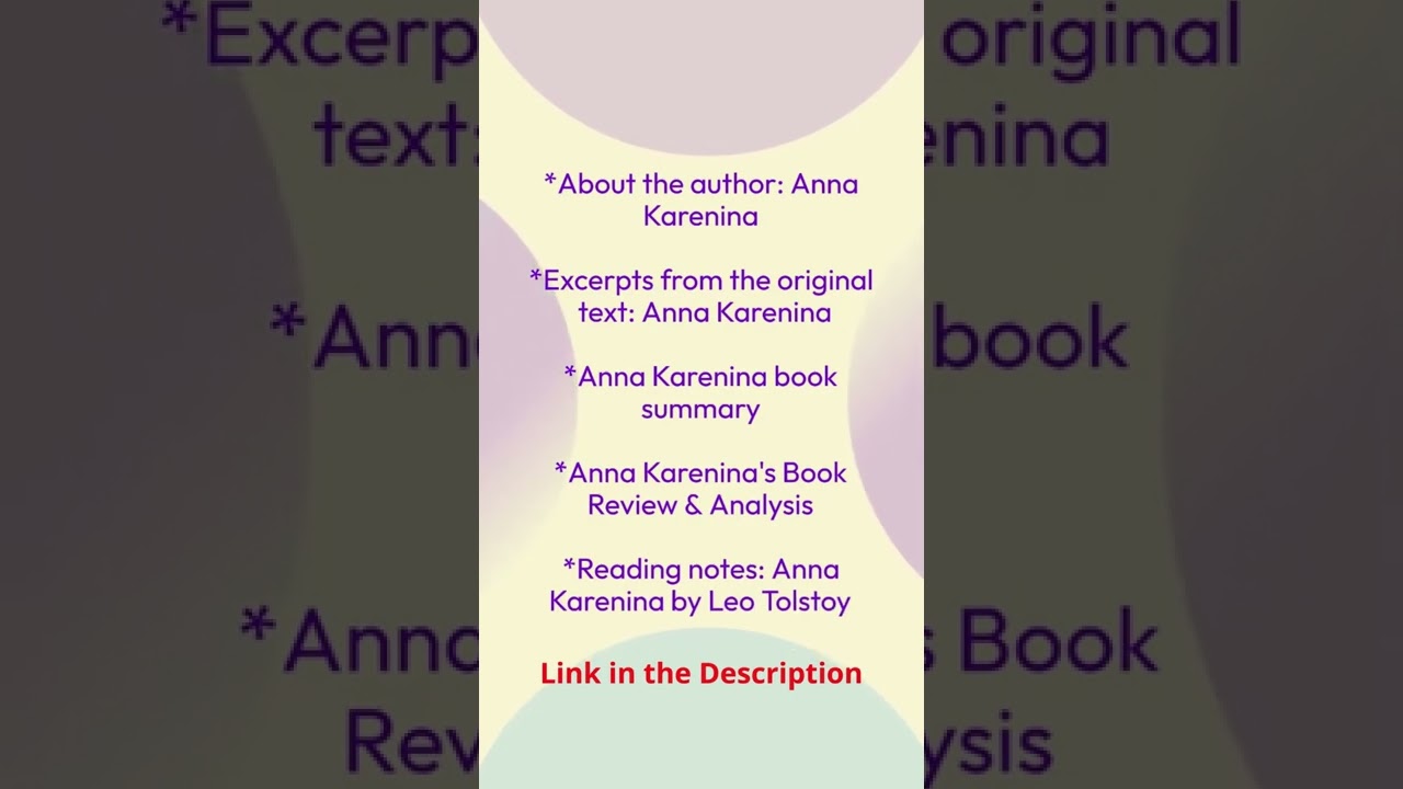 'Video thumbnail for Book Review: Anna Karenina by Leo Tolstoy'