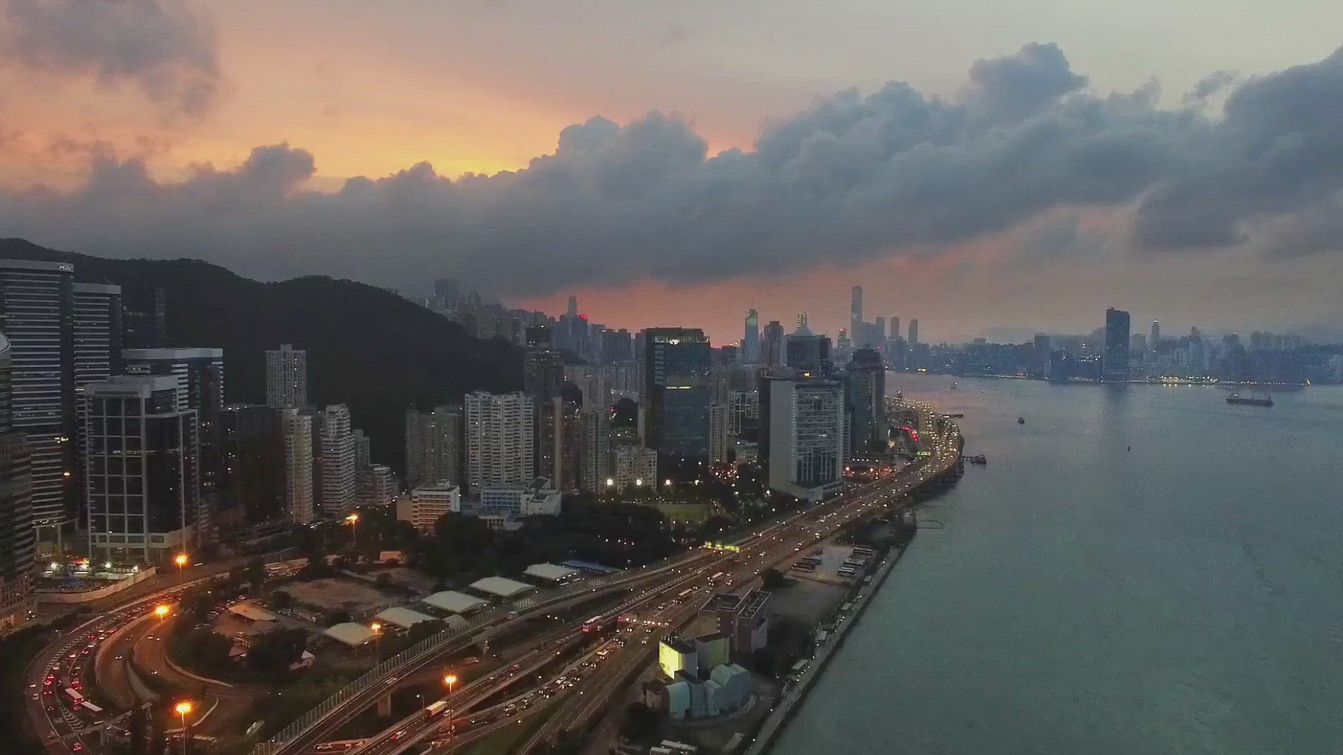 'Video thumbnail for International coastline at sunset - drone footage'