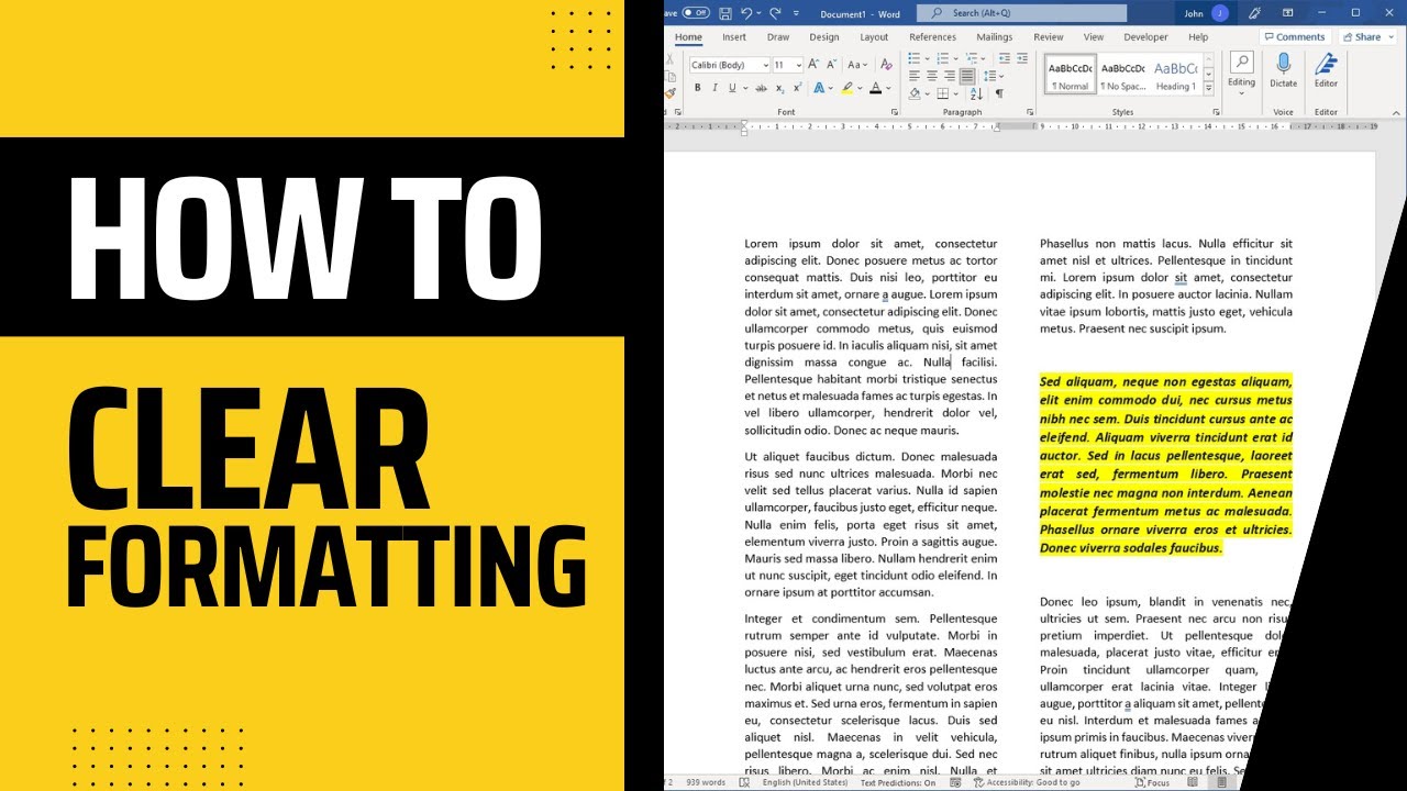 'Video thumbnail for How to Clear Text Formatting in Microsoft Word Document'